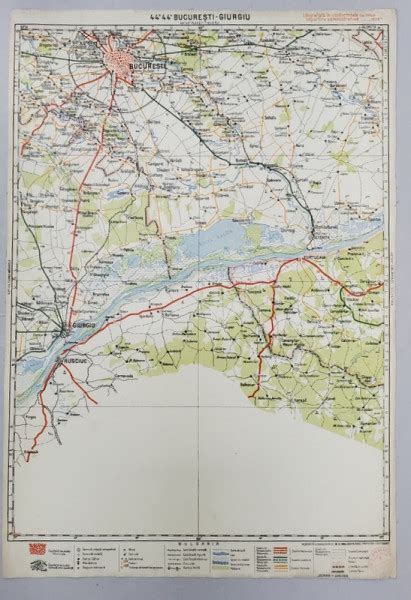 HARTA ZONEI BUCURESTI GIURGIU LITOGRAFIE De M D MOLDOVEANU 1936