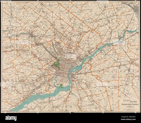 Cyclists Road Map Of The Philadelphia District Bicycle Trails