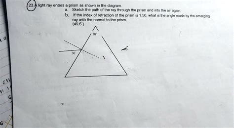 Solved Light Ray Enters Prism As Shown In The Diagram Sketch The Path