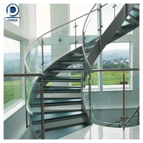 Prima Modern House Curved Staircase Timber Single Stringer Staircase