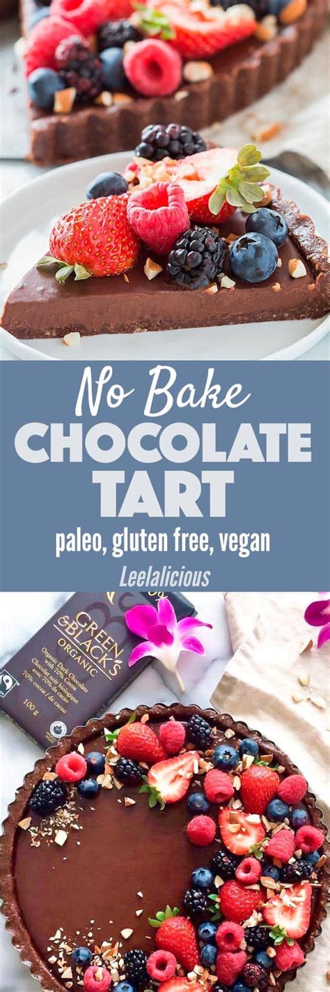 No Bake Chocolate Tart Vegan Gluten Free Paleo Leelalicious