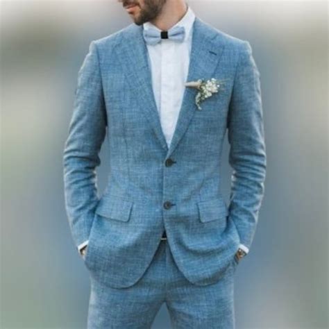 Sky Blue Linen Suit Etsy