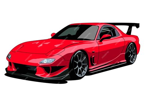 Premium Vector Red Mazda Rx7 Jdm Car Illustration Vector Design