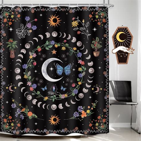 Amazon LGhtyro Witchy Boho Hippie Moon Phase Shower Curtain