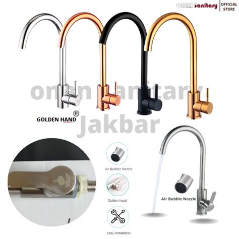 Jual Kran Kitchen Sink Angsa Single Sus 304 Golden Hand Keran Dapur