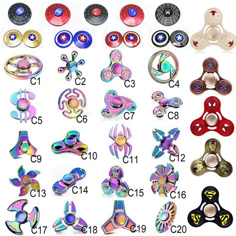 100 Types Fidget Spinner Toys Rainbow Hand Spinners Avengers Tri-Fidget ...