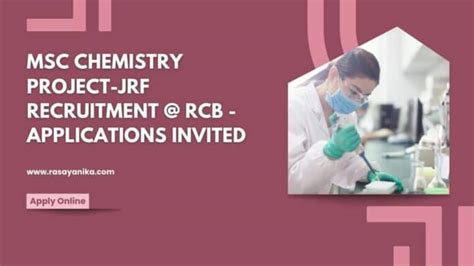 Govt RCB MSc Chemistry Project JRF Recruitment