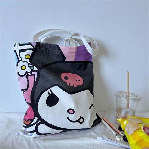 Sevenhome E Kuromi Canvas Bag Crossbody Bag Popmart Labubu Canvas Bag