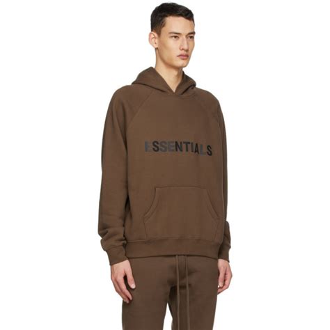 Essentials Ssense Exclusive Brown Logo Hoodie Essentials