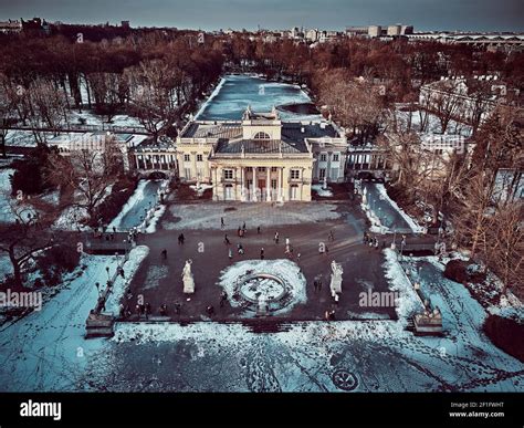 Beautiful Panoramic Aerial Drone View Of The Palace On The Isle Polish