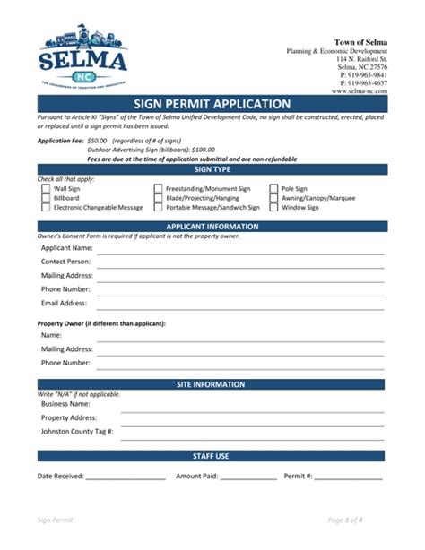 Town Of Selma North Carolina Sign Permit Application Fill Out Sign Online And Download Pdf