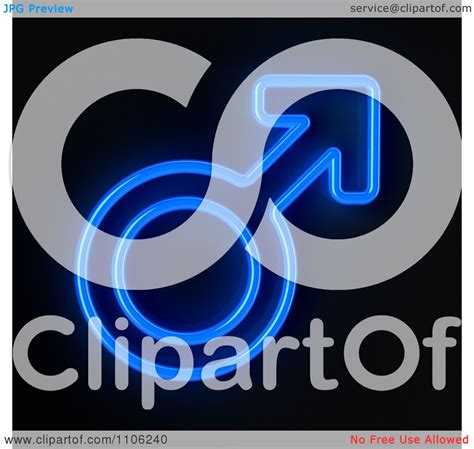 Clipart Glowing Blue Neon Sex Male Gender Symbol On Black Royalty Free Illustration By