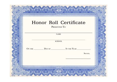 Free Printable Honor Roll Certificate Templates Word Excel Pdf Sample