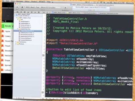 MDF1 Week 1 Review ObjC XCode UITableView Custom Cells YouTube