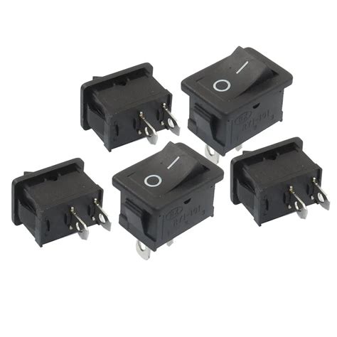 JFBL 5 Pcs SPST On Off Momentary Off Rocker Switch AC 250V 6A 125V 10A