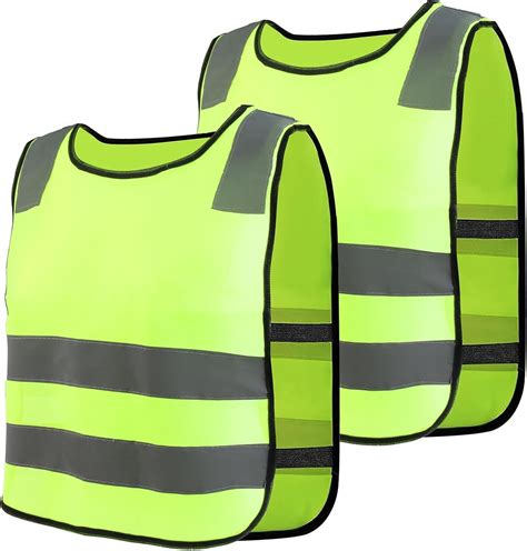 Punwey Gilet De Sécurité Pour Enfant 2pcs Gilet Réfléchissant Jaune