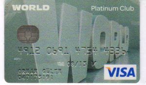 Bank Card WORLD Platinum Club Yapi Kredi Bankasi Türkiye Turkey Col