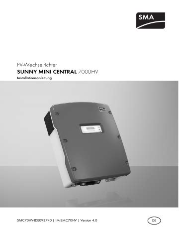 SMA SUNNY MINI CENTRAL 7000HV Installationsanleitung Manualzz