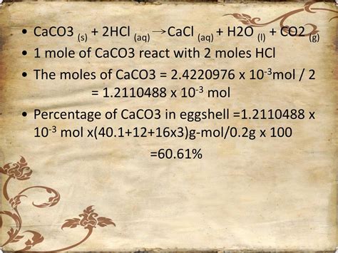 Determine the calcium carbonate content of a sample of an egg shell ...