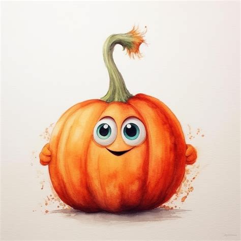 Premium Photo | A drawing of a pumpkin with a smiling face and a smiley ...