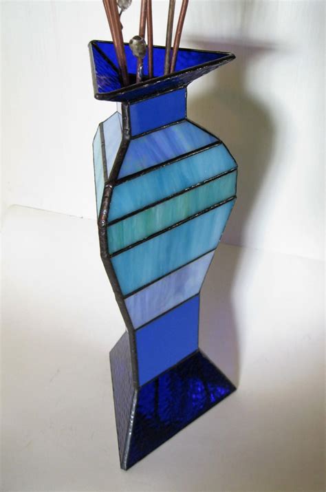 Pussy Willows In Large Modern Blue Vase Stained Glass And Flame Worked 3D Glass Sculpture Etsy