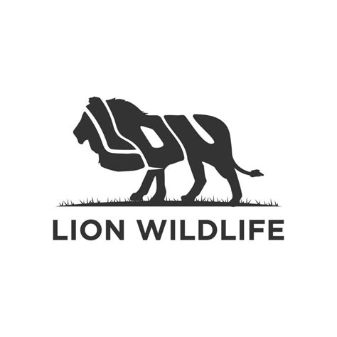 Lion Wildlife Animal Logo Design Vector Icon With Warp Text Into The