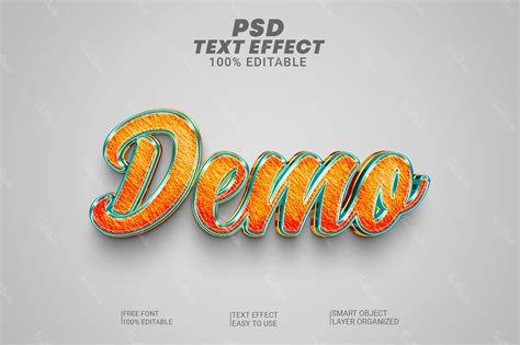 D Mo Cursive Orange Metallic D Text Effect Fichier Psd Photoshop