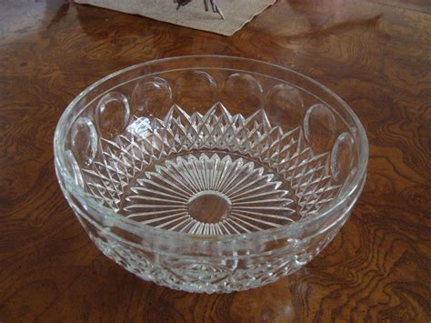 Vintage Heavy Glass Serving Bowl Thumbprint By Sofiascobwebmuseum