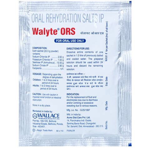 Buy Walyte ORS Lemon Flavour Powder 22 G In Wholesale Price Online