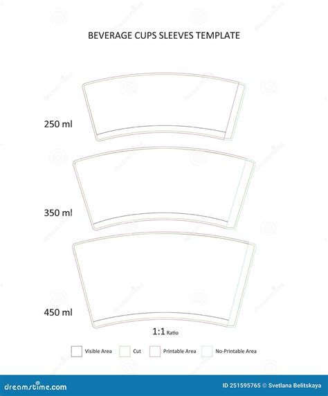 Beverage Cups Sleeves Printable Template Stock Vector Illustration Of