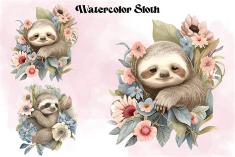 Watercolor Sloth Graphic By Andreea Eremia Design Creative Fabrica