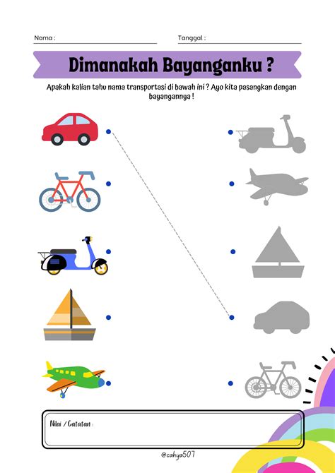 Worksheet Paud Menjodohkan Gambar Aktivitas Montessori Kegiatan