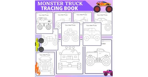 Monster Trucks Tracing And Coloring Pages