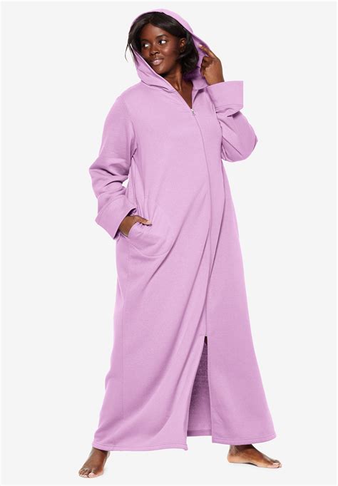 Hooded Fleece Robe By Dreams And Co ® Plus Size Robes Woman Within