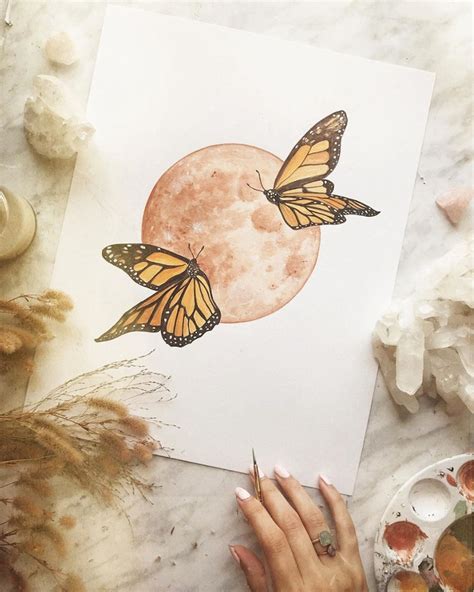 Monarch Butterfly Moon Digital Download Monarch Art Etsy