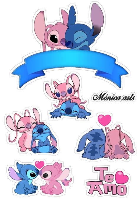 Topper De Bolo Stitch E Angel Lilo E Stitch Adesivos Bonitos Feliz