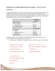 homework 4 2 MBA 5040 docx Análisis de costo volumen ganancia para