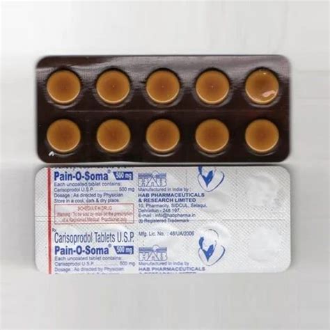 Carisoprodol Pain O Soma 500 Mg Tablets HAB Pharma Packaging Size