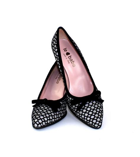 Le Babe Silver Black Court Shoe Shoobaloo