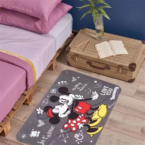 Alfombra Divertida Ternille De Mickey Y Minnie De Disney 50 X 70 Cm De