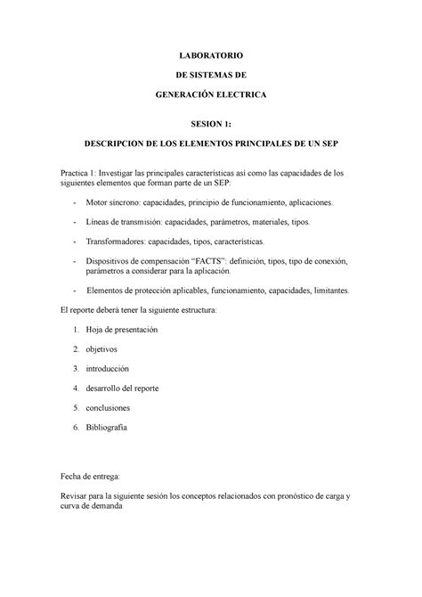 Practica 1 2020 Free Use Laboratorio De Sistemas De GeneraciÓn Electrica Sesion 1