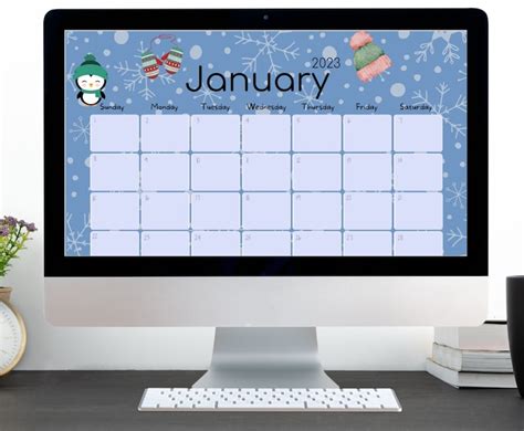 EDITABLE January 2023 Calendar Beautiful Winter Snowmans And Etsy