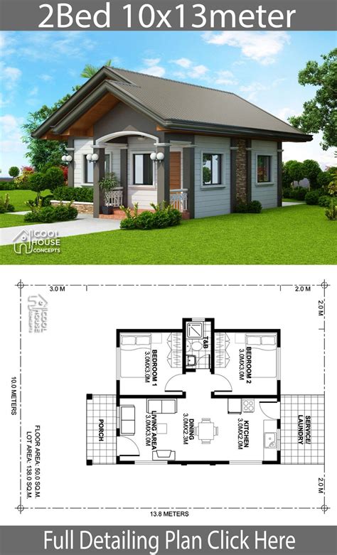 36 Modern Low Budget 2 Bedroom House Floor Plan Design 3D Popular – New ...