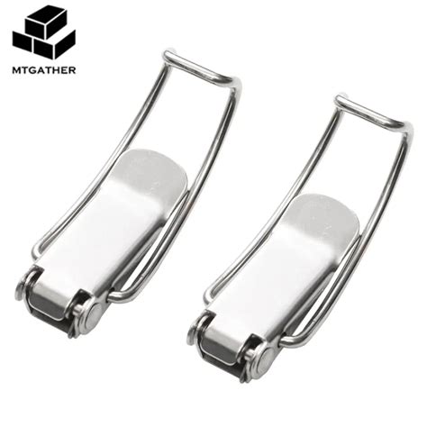 Mtgather 2x Stainless Steel Metal Spring Suitcase Chest Toggle Locking Latch Catch Clasp Hasp