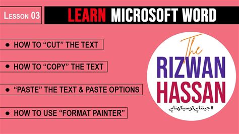 Lesson Copy Cut Paste Options Format Painter In Msword