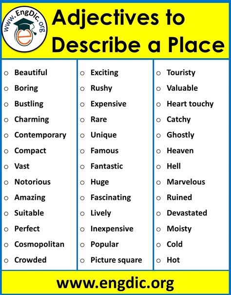 Printable List Of Adjectives