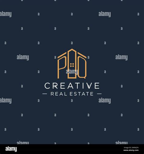 Initial Letter Pq Logo With Abstract House Shape Luxury And Modern