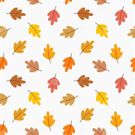 Autumn Leaves Seamless Pattern Oak Tree Leaves Falling Stock Vector