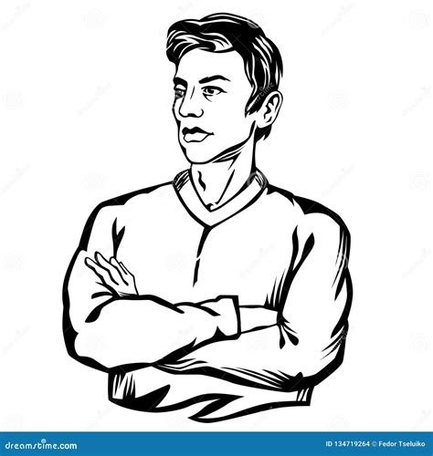 Black and White Man Drawing. Stock Illustration - Illustration of vector, person: 134719264