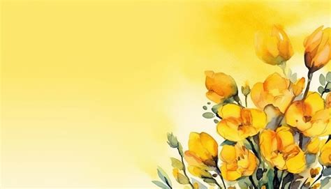 Premium Ai Image Yellow Freesia Flowers Watercolor Background